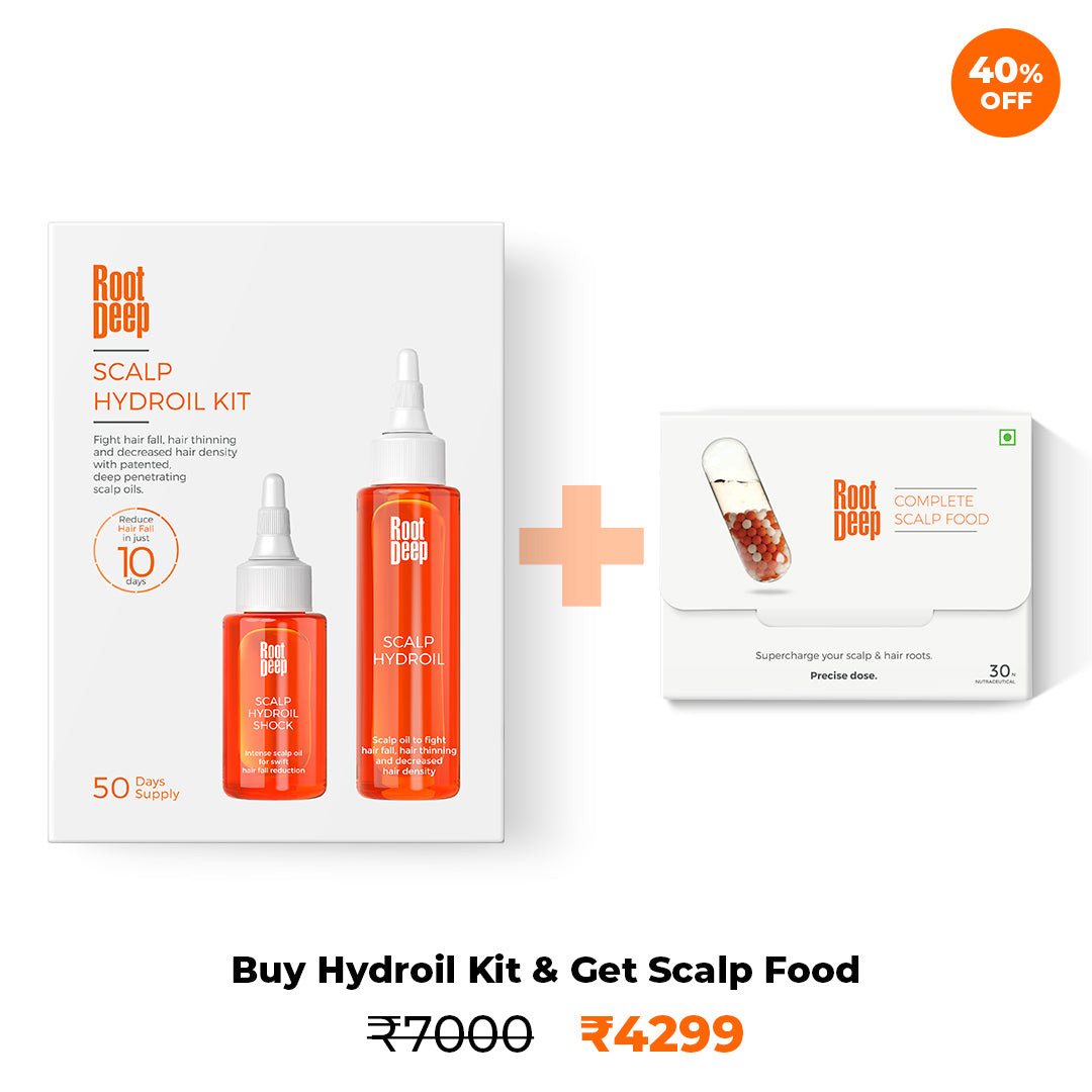 Root Deep Scalp Hydroil Kit & Complete Scalp Food - Topical & Oral Anti-Hair Fall Treatment For Hair Fall Reduction & Hair Growth